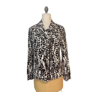 Chico’s Brown White Soft Zip up  Giraffe print Jacket 1 Medium